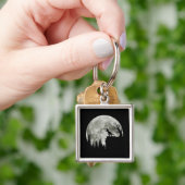 T Rex staande op berg maanlicht Halloween Sleutelhanger (Hand)