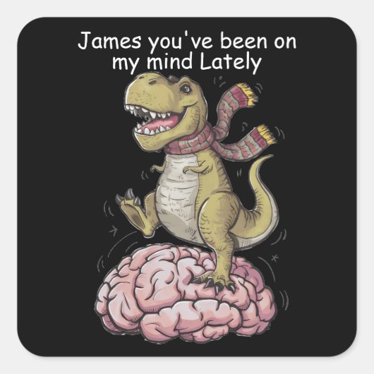 T-Rex staat op de hersenen Vierkante Sticker (Voorkant)