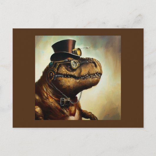 T Rex Steampunk Briefkaart (Voorkant)