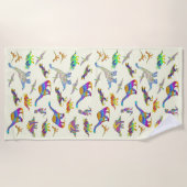 T Rex Stegosaurus Brontosaurus Raptor Dinosaur Art Strandlaken (Voorkant)