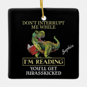 T Rex Stoort Me Niet Als Ik Boeken Lees Keramisch Ornament