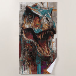 T-Rex Street Art Dinosaurus Graffiti Portret Strandlaken