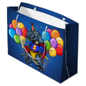 T-Rex Superheld 5th Birthday Groot Cadeauzakje (Achterkant Gekanteld)