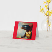 T Rex Superhero Kaart (Gele Bloem)