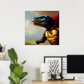 T Rex Superhero Poster (Thuiskantoor)