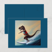 T Rex Surfen Briefkaart (Voorkant / Achterkant)