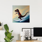 T Rex Surfen Poster (Thuiskantoor)