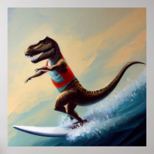 T Rex Surfen Poster