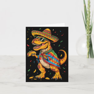 T-rex taco feest vijf mei dino in sombrero kaart