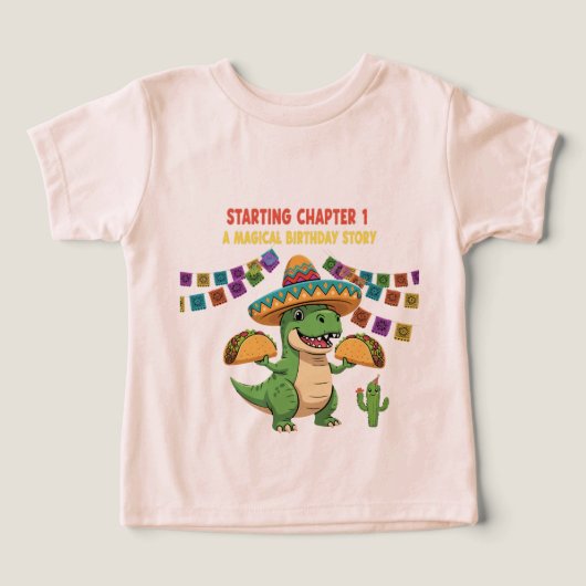 T-Rex Taco Fiesta 1e verjaardag | Begin van een ni (Design voorkant)