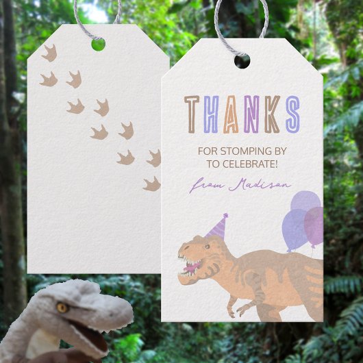 T-Rex Tan Bedankt Dinosaurus Verjaardag Favoriet T Cadeaulabel