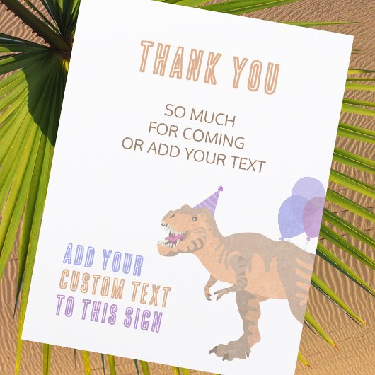 T-Rex Tan Dinosaur Verjaardag Volledig Bewerkbaar