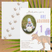 T-Rex Tan Foto Elke Leeftijd Schattige 1e Verjaard Kaart