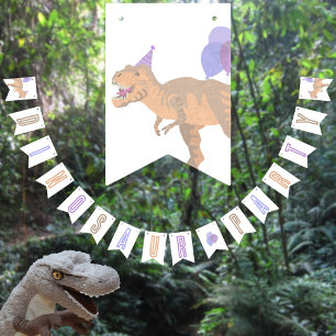 T-Rex Tan Leuke Verjaardag Jurassic Dinosaur Party Vlaggetjes