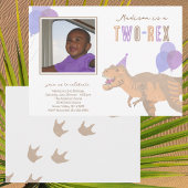 T-Rex Tan Photo Two-Rex Schattige 2e verjaardagsfe Kaart