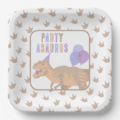 T-Rex Tan Schattige Jurassic Dinosaur Verjaardagsf Papieren Bordje (Voorkant)