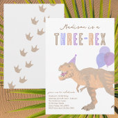 T-Rex Tan Three-Rex Dino Derde Verjaardag Kaart