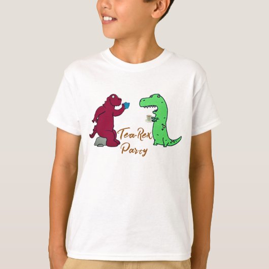 T-Rex Tea Party Shirt - Dinosaurus Verjaardag T-sh (Voorkant)
