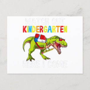 T Rex Terug naar school Kind Kindergarten H Briefkaart