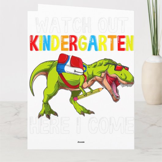 T Rex Terug naar school Kind Kindergarten H Kaart (Achterkant)