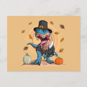 T-Rex Thanksgiving Pelgrim Briefkaart