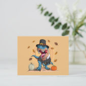 T-Rex Thanksgiving Pelgrim Briefkaart (Staand voorkant)