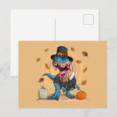 T-Rex Thanksgiving Pelgrim Briefkaart (Voorkant / Achterkant)