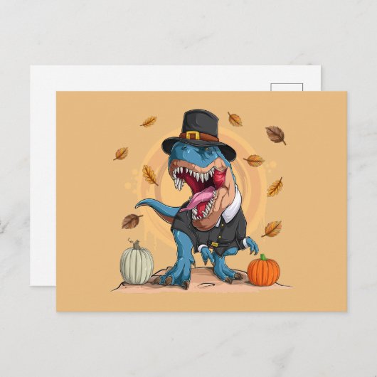 T-Rex Thanksgiving Pelgrim Briefkaart (Voorkant / Achterkant)