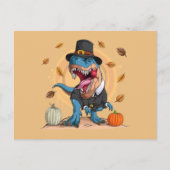 T-Rex Thanksgiving Pelgrim Briefkaart (Voorkant)