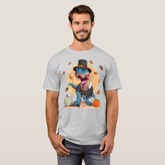 T-Rex Thanksgiving Pelgrim T-shirt (Voorkant volledig)