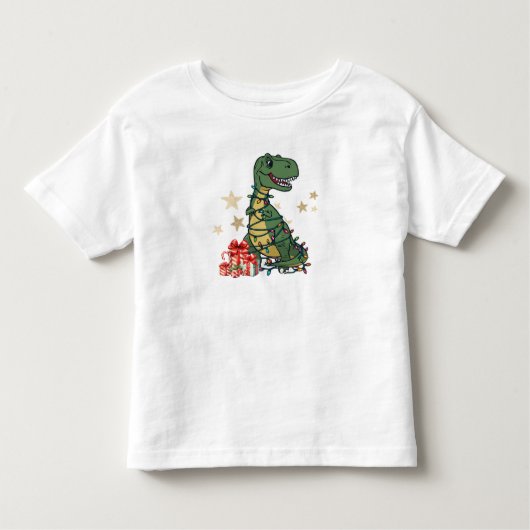 T-Rex The Halls - Funny Dinosaur Christmas Lights Kinder Shirts (Voorkant)