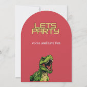 T-Rex thema jongens verjaardagsuitnodiging Kaart (Achterkant)