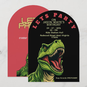 T-Rex thema jongens verjaardagsuitnodiging Kaart