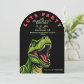 T-Rex thema jongens verjaardagsuitnodiging Kaart (Staand voorkant)