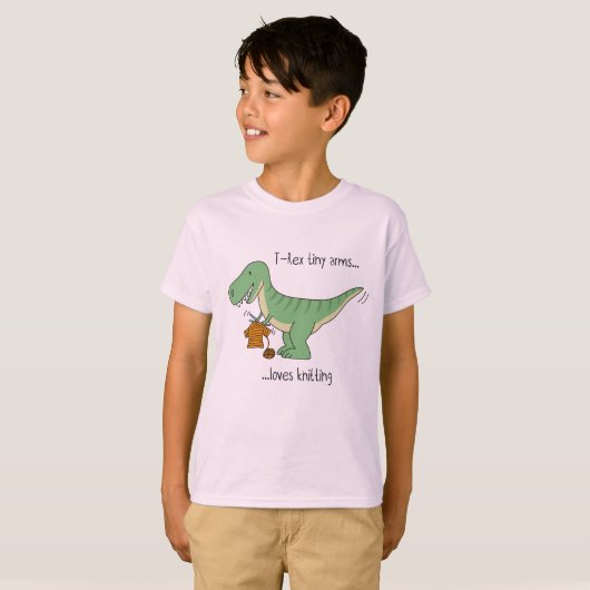 T-Rex tiny arms: knitting T-shirt (Voorkant volledig)