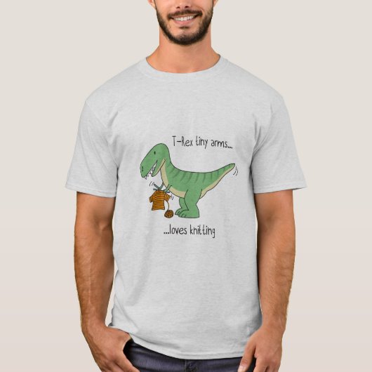 T-Rex tiny arms loves knitting T-shirt (Voorkant)