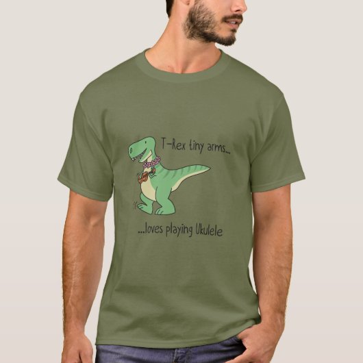 T-Rex tiny arms loves playing ukulele T-shirt (Voorkant)