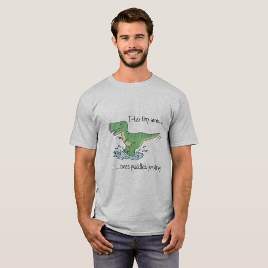 T-Rex tiny arms loves puddles jumping T-shirt (Voorkant volledig)