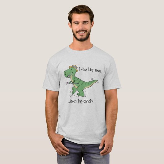 T-Rex tiny arms loves tap dancing T-shirt (Voorkant volledig)