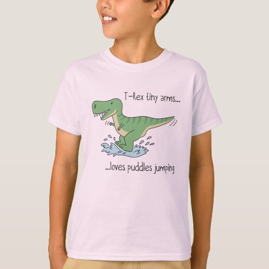 T-Rex tiny arms: puddles jumping T-shirt (Voorkant)