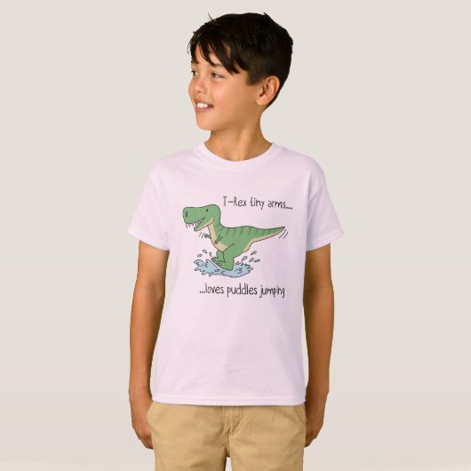 T-Rex tiny arms: puddles jumping T-shirt (Voorkant volledig)