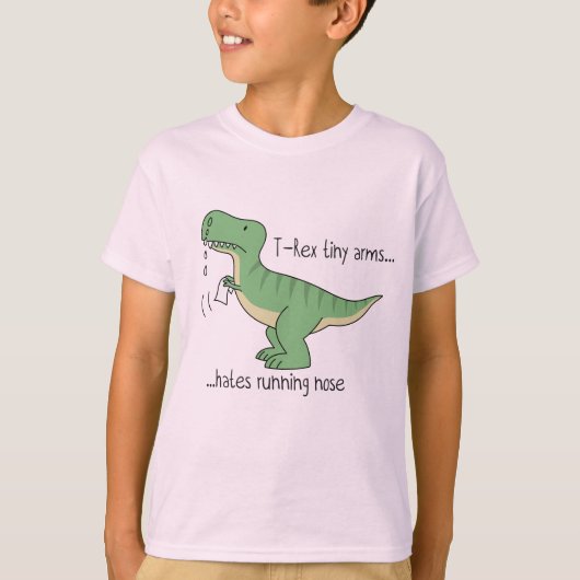 T-Rex tiny arms: running nose T-shirt (Voorkant)