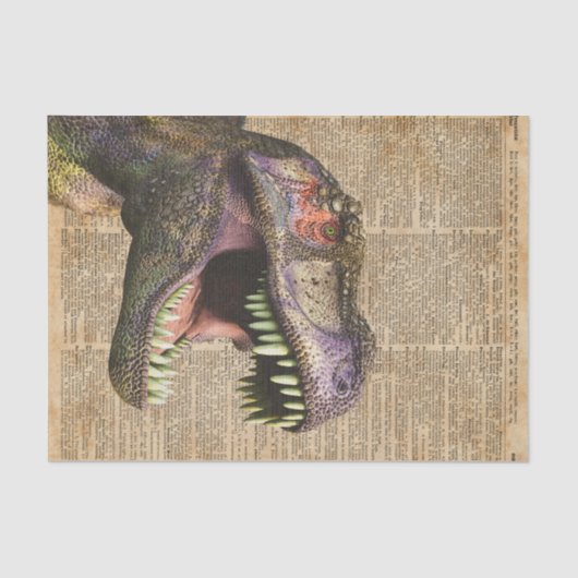 T-rex, tyrannosaurus, dinosaurus  Antiek kunst Tissuepapier (Voorkant)