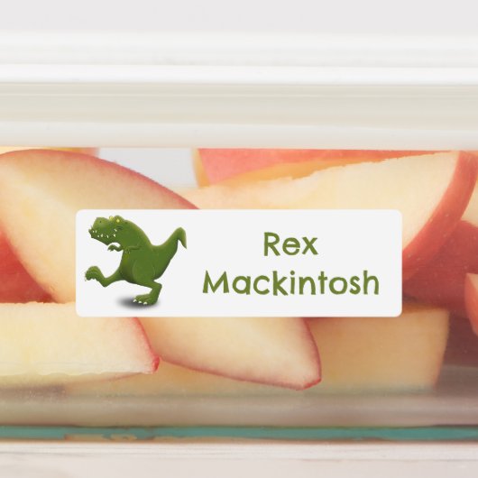 T rex tyrannosaurus dinosaurus cartoon gepersonali labels (Aangebracht)
