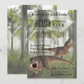 T-Rex Tyrannosaurus Rex Dinosaur Birthday Invite Kaart (Voorkant / Achterkant)