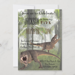 T-Rex Tyrannosaurus Rex Dinosaur Birthday Invite Kaart