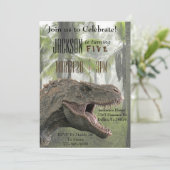T-Rex Tyrannosaurus Rex Dinosaur Birthday Invite Kaart (Staand voorkant)