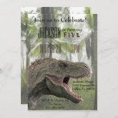 T-Rex Tyrannosaurus Rex Dinosaur Birthday Invite Kaart (Voorkant / Achterkant)