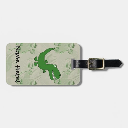 T-Rex Tyrannosaurus Rex Dinosaur Cartoon Kinder jo Bagagelabel (Voorkant horizontaal)