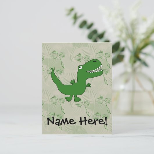 T-Rex Tyrannosaurus Rex Dinosaur Cartoon Kinder jo Briefkaart (Staand voorkant)